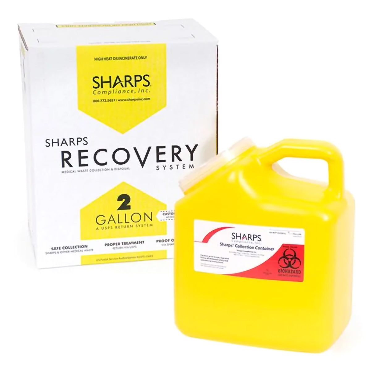Mailback Chemotherapy Container Sharps Recovery System Yellow Base 9 L X 6 W X 11 H Inch Vertical Entry 2 Gallon