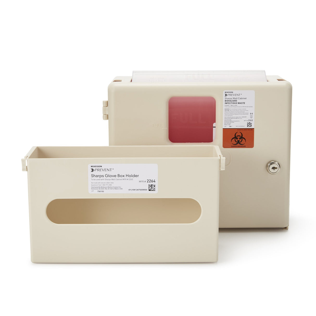 Sharps Container Cabinet / Wall Enclosure with Glove Box McKesson Prevent Polypropylene Wall Mount Locking