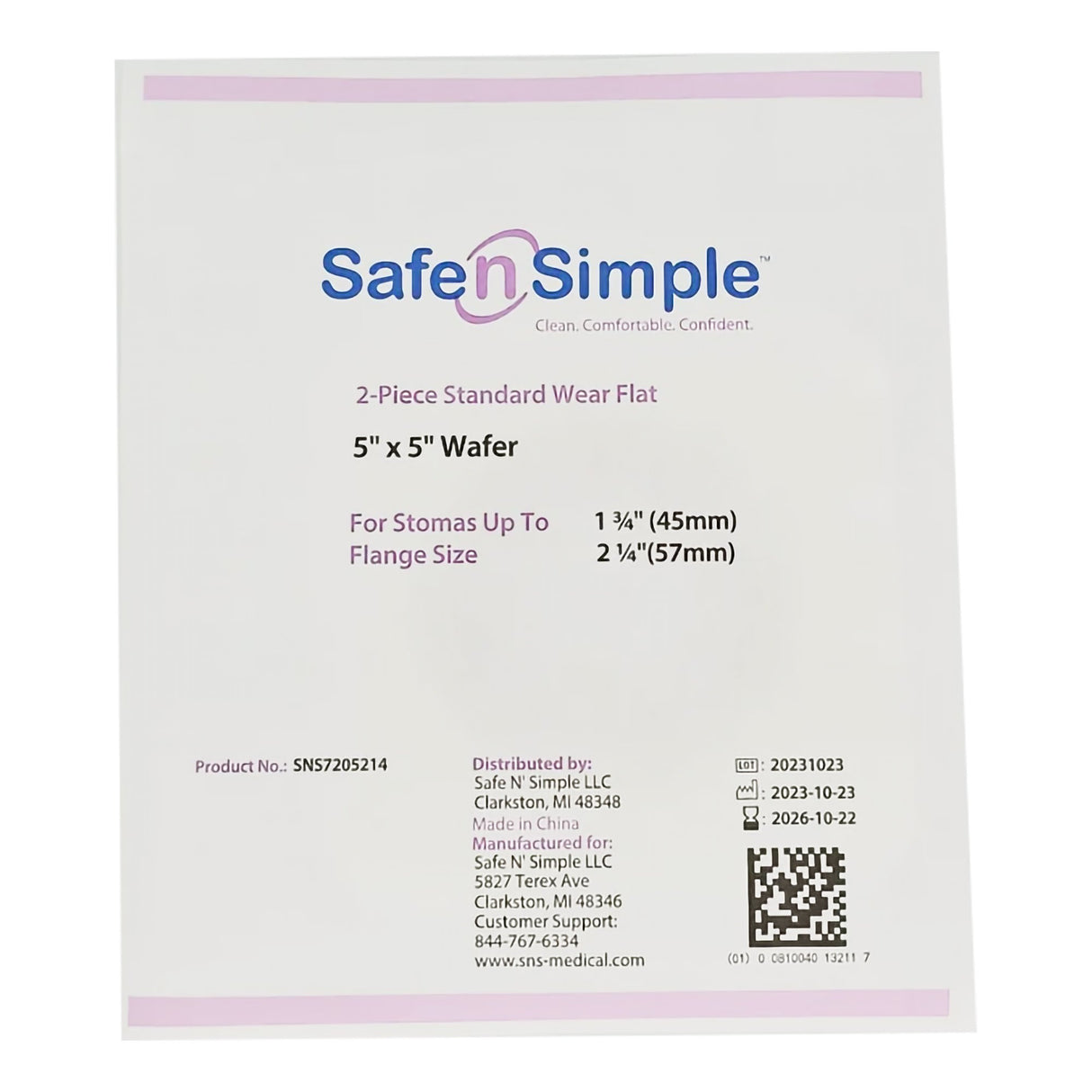 Ostomy Barrier Trim to Fit, Standard Wear Flexible Tape 57 mm Flange Red Code System Up to 1-3/4 Inch Opening 5 X 5 Inch