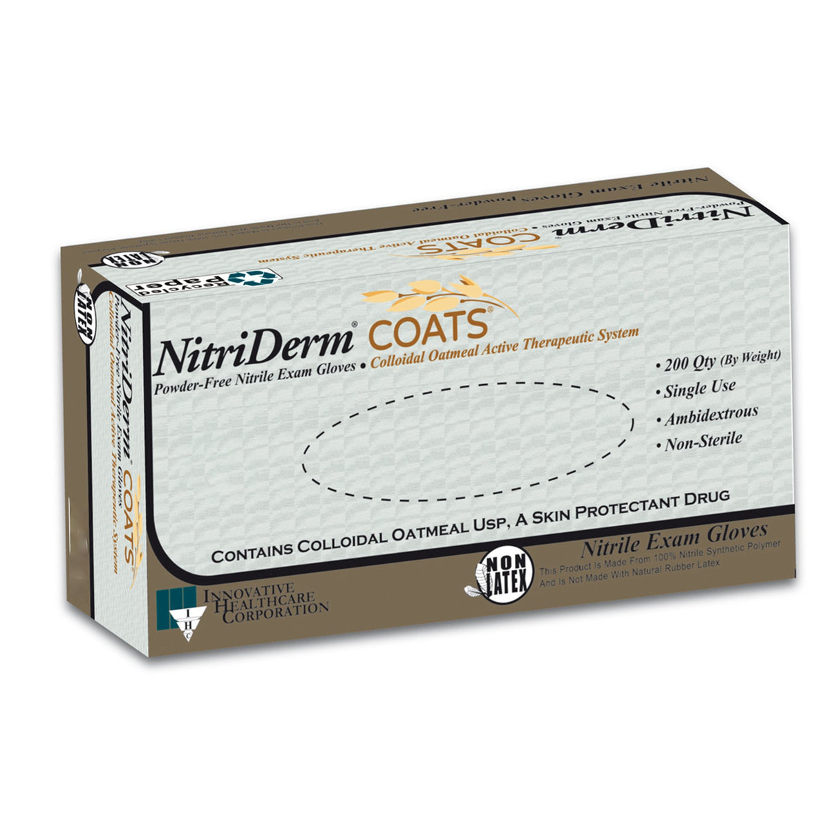 Exam Glove NitriDerm COATS Medium NonSterile Nitrile Standard Cuff Length Fully Textured White Chemo Tested