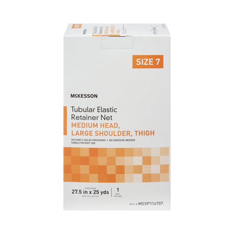 Elastic Net Retainer Dressing McKesson Tubular Elastic 27-1/2 Inch X 25 Yard (69.9 cm X 22.9 m) Size 7 White Medium Head / Large Shoulder / Thigh NonSterile