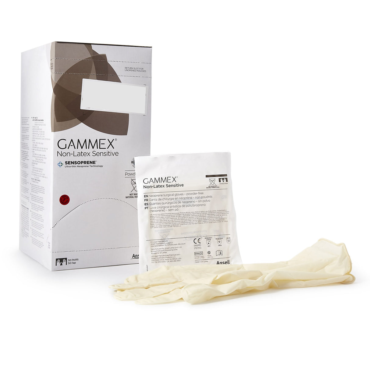 Surgical Glove GAMMEX Non-Latex Sensitive Size 7 Sterile Polychloroprene Standard Cuff Length Micro-Textured Cream Chemo Tested