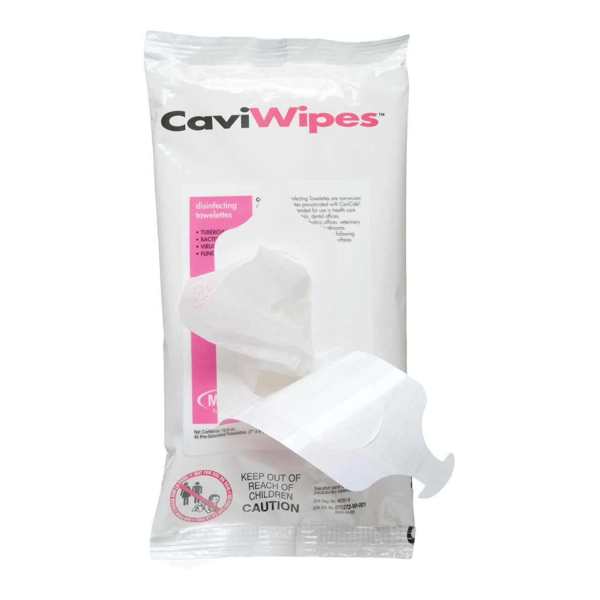 CaviWipes Surface Disinfectant Premoistened Alcohol Based Manual Pull Wipe 45 Count Soft Pack Alcohol Scent NonSterile