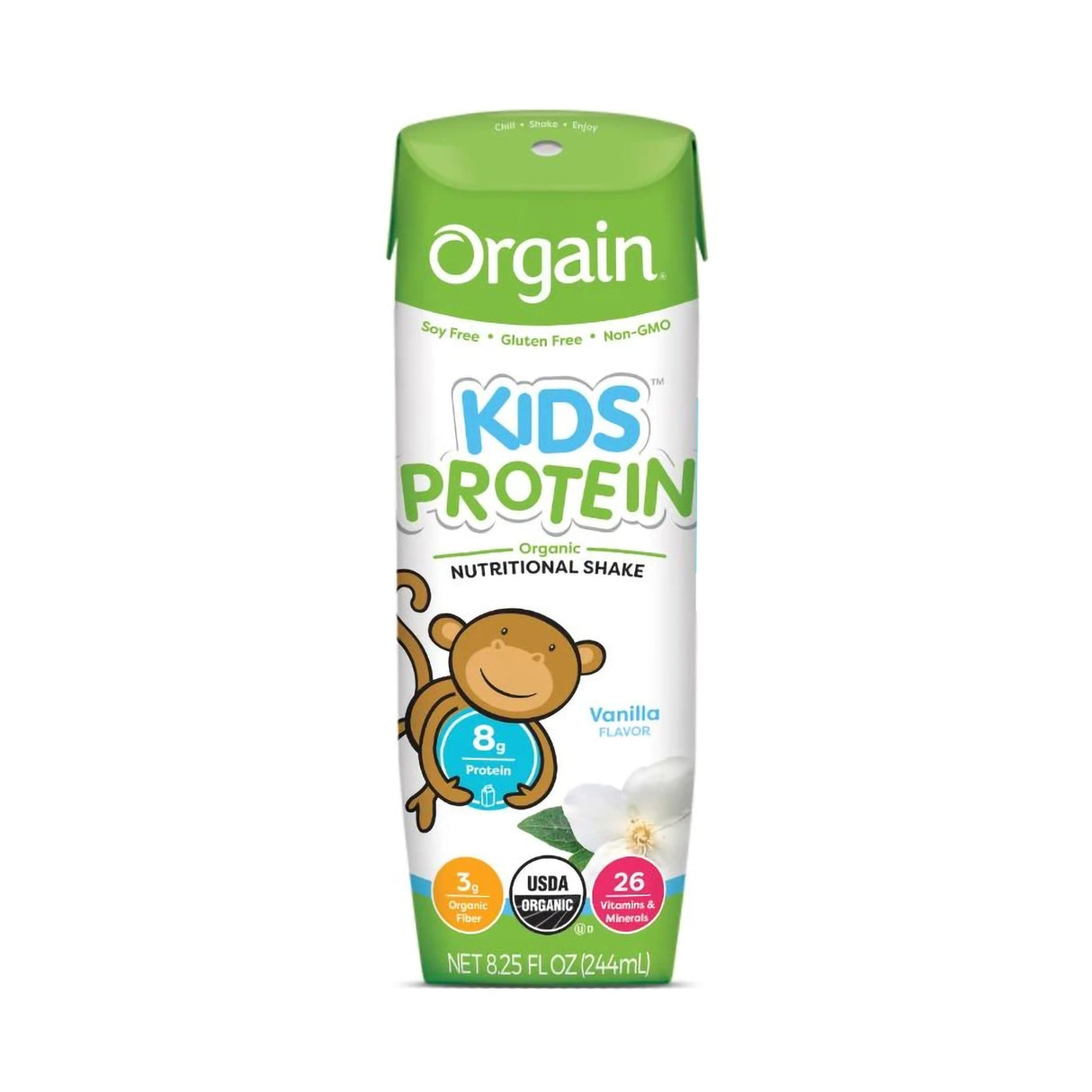 Pediatric Oral Supplement Orgain Kids Protein Organic Nutritional Shake Vanilla Flavor 8.25 oz. Carton Liquid Organic