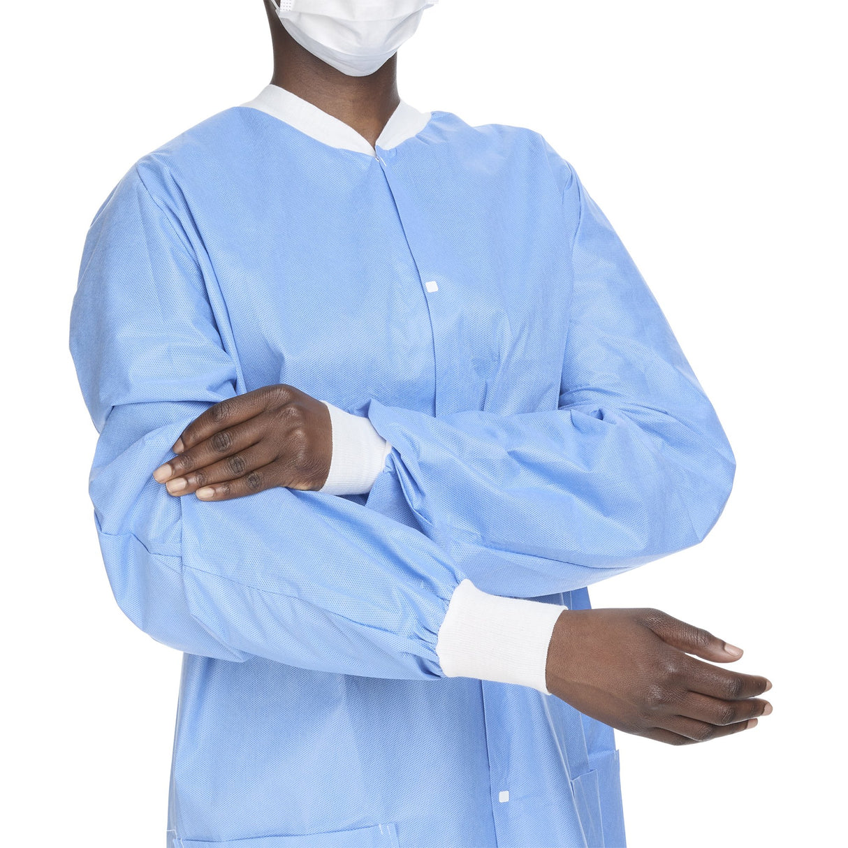 Lab Jacket Blue X-Large Hip Length 3-Layer SMS Disposable