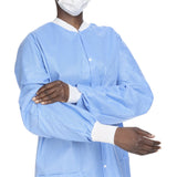 Lab Jacket Blue X-Large Hip Length 3-Layer SMS Disposable