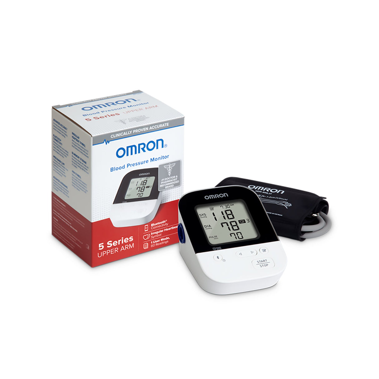 Home Automatic Digital Blood Pressure Monitor Omron5 Series Wide Range Nylon Cuff 23 - 43 cm Desk Model