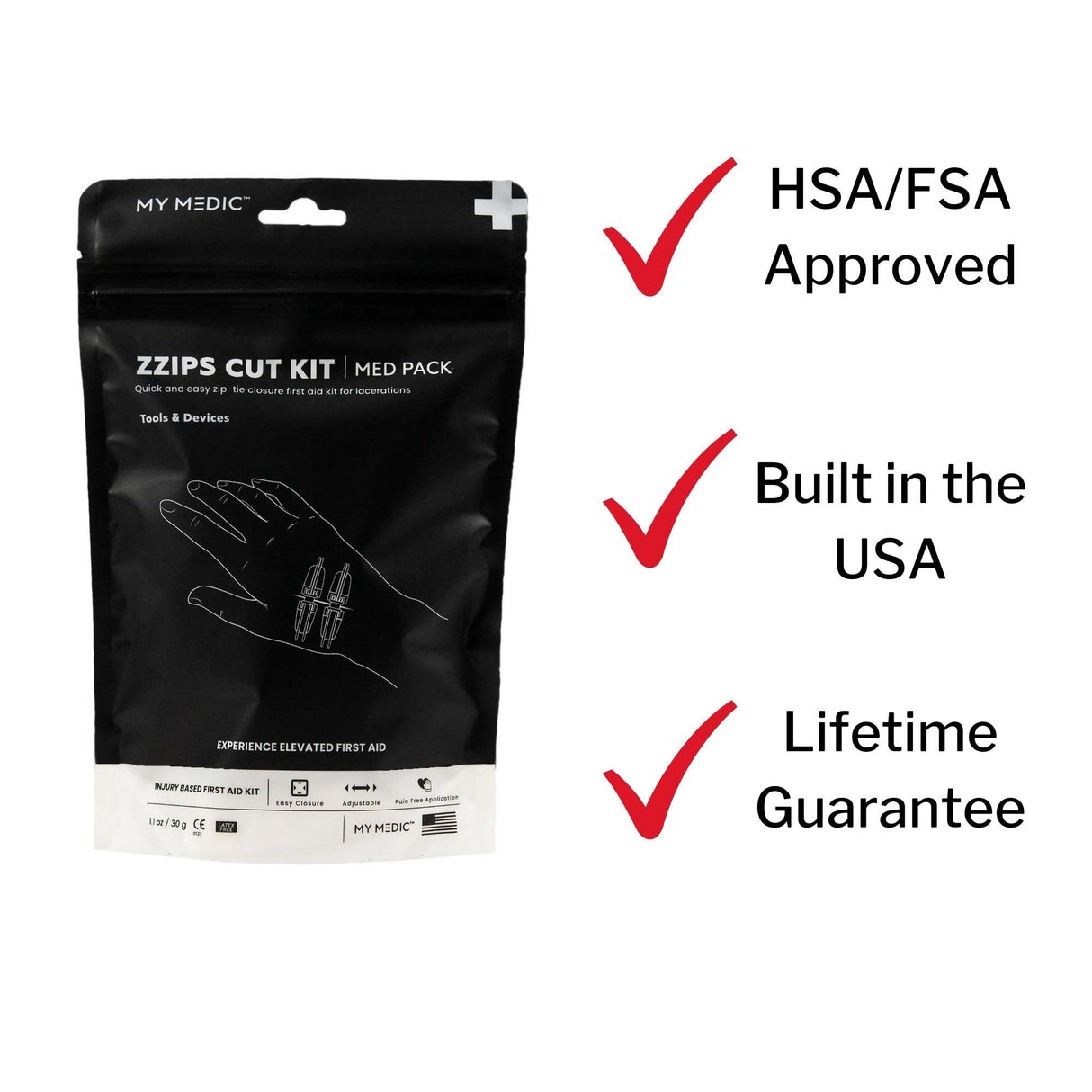 First Aid Kit My Medic MED PACKS ZZIPS Cut Kit Plastic Pouch
