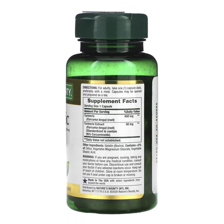 Herbal Supplement Nature's Bounty Turmeric 450 mg Strength Capsule 60 per Bottle