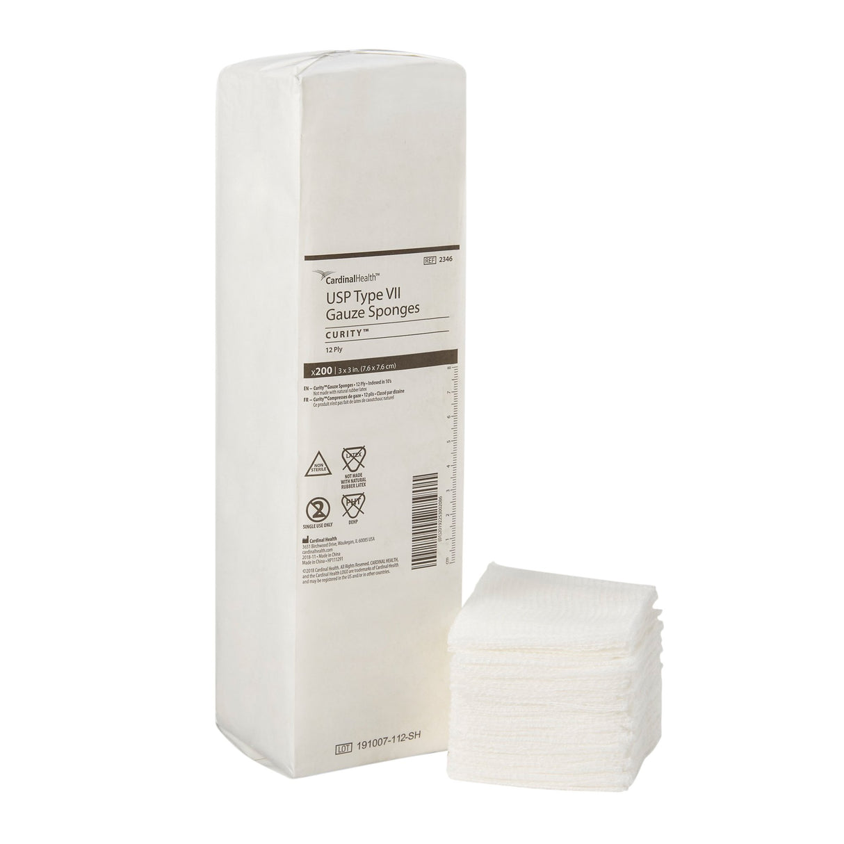 Gauze Sponge Curity 3 X 3 Inch 12-Ply NonSterile 200 per Pack