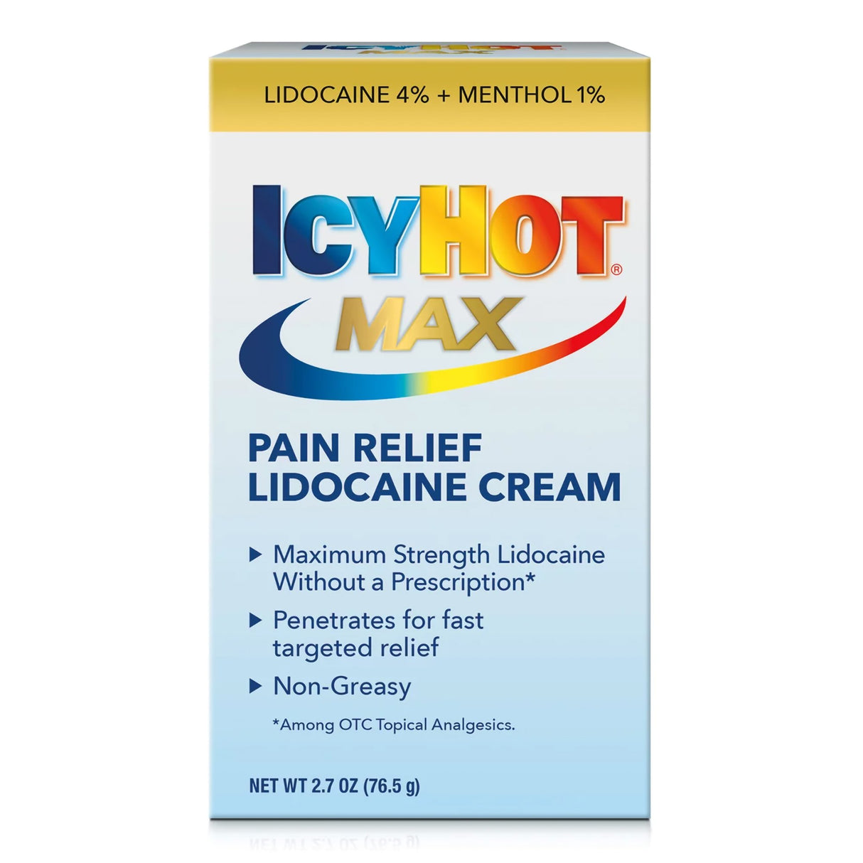 Topical Pain Relief Icy Hot Lidocaine Cream 2.7 oz.