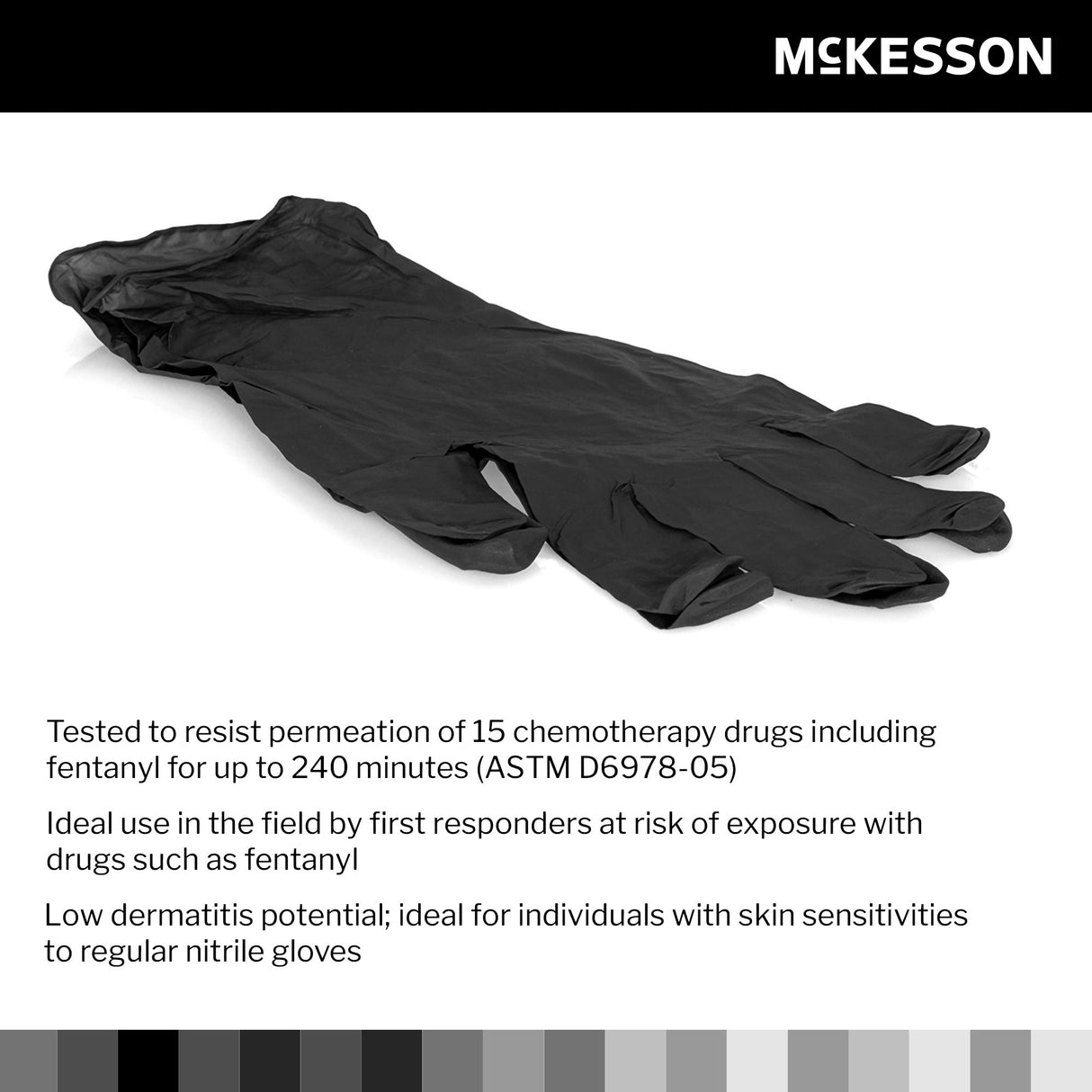 Exam Glove McKesson Confiderm LDC Large NonSterile Nitrile Standard Cuff Length Fully Textured Black Chemo Tested / Fentanyl Tested