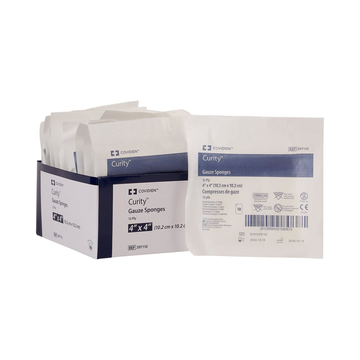 Gauze Sponge Curity 4 X 4 Inch 12-Ply Sterile 10 per Pouch