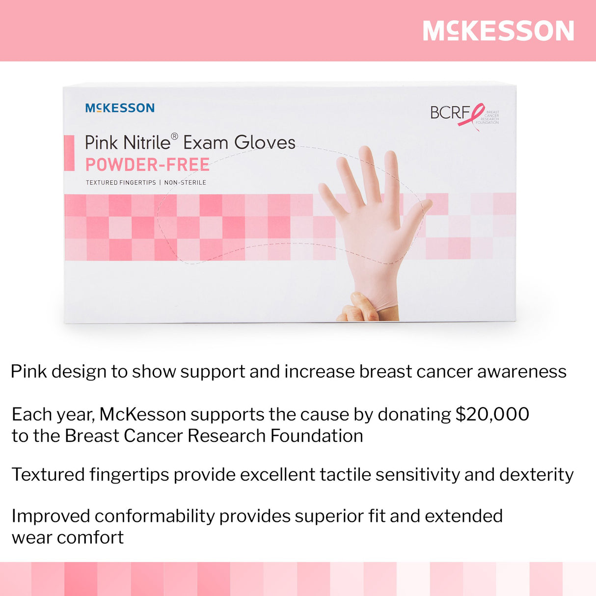 Exam Glove McKesson Pink Nitrile Small NonSterile Nitrile Standard Cuff Length Textured Fingertips Pink Not Rated