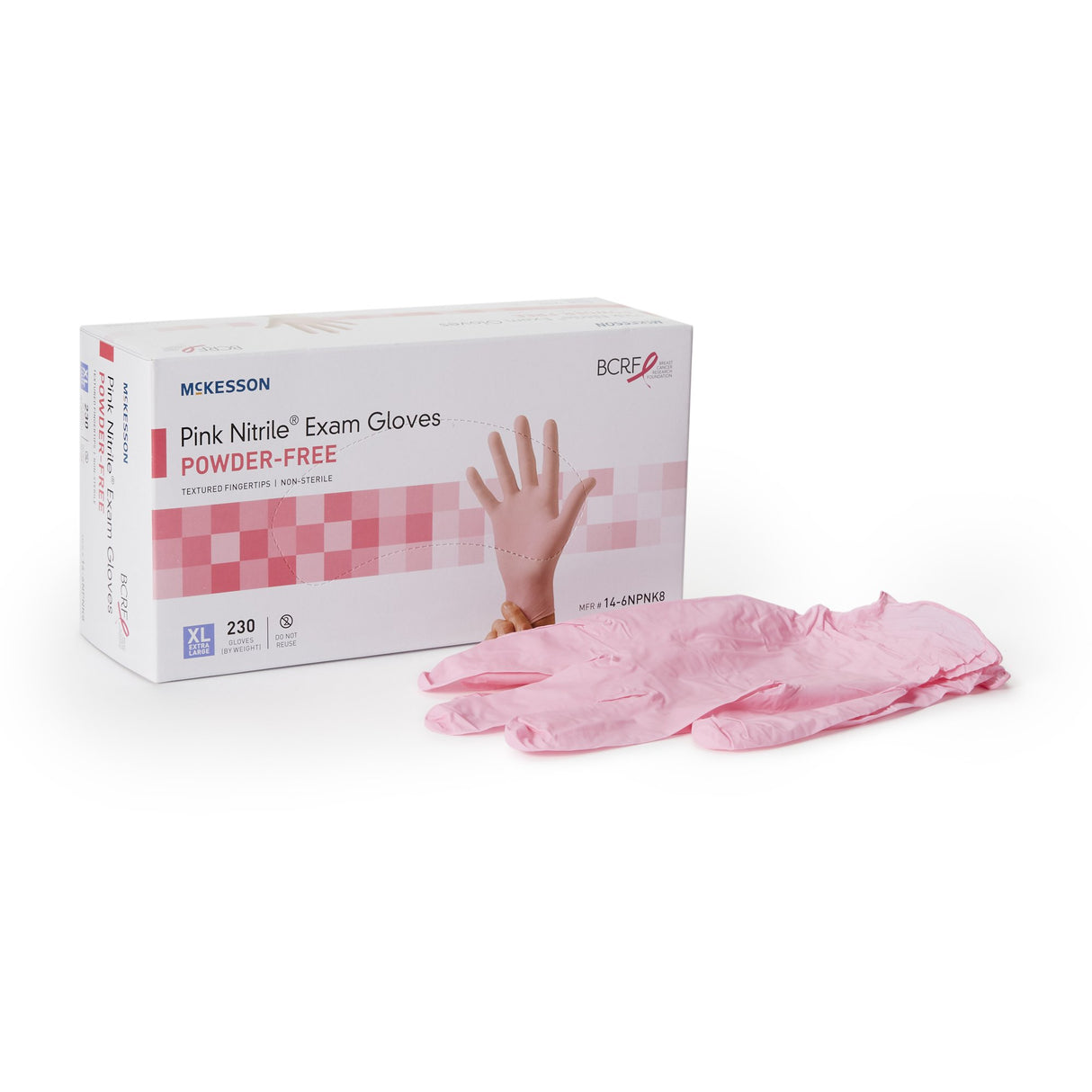 Exam Glove McKesson Pink Nitrile X-Large NonSterile Nitrile Standard Cuff Length Textured Fingertips Pink Not Rated