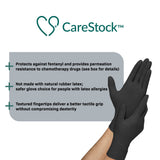 Exam Glove CareStock X-Large NonSterile Nitrile Standard Cuff Length Fully Textured Black Not Rated