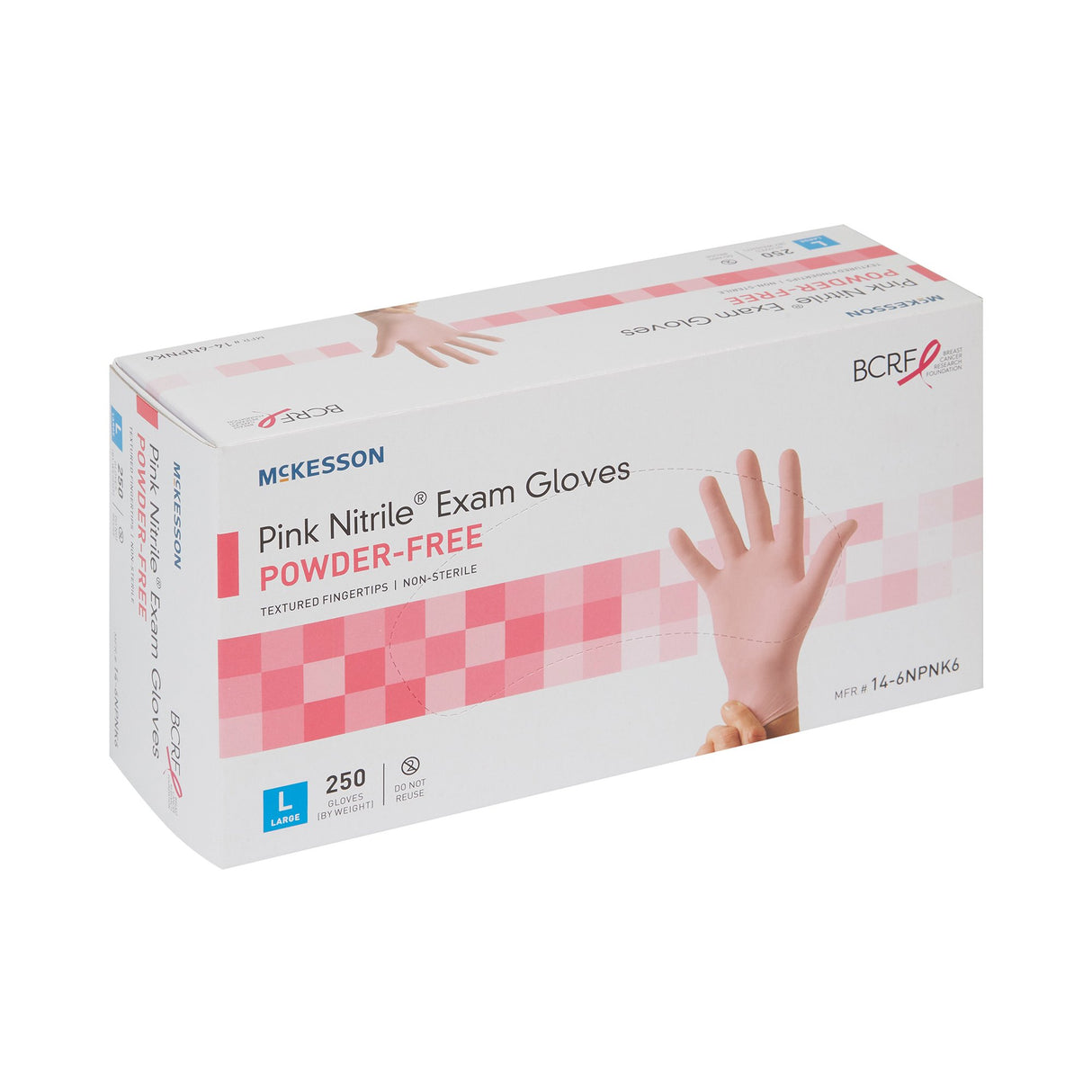 Exam Glove McKesson Pink Nitrile Large NonSterile Nitrile Standard Cuff Length Textured Fingertips Pink Not Rated