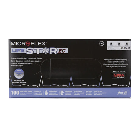 Exam Glove LifeStar EC Medium NonSterile Nitrile Extended Cuff Length Textured Fingertips White / Blue Fentanyl Tested