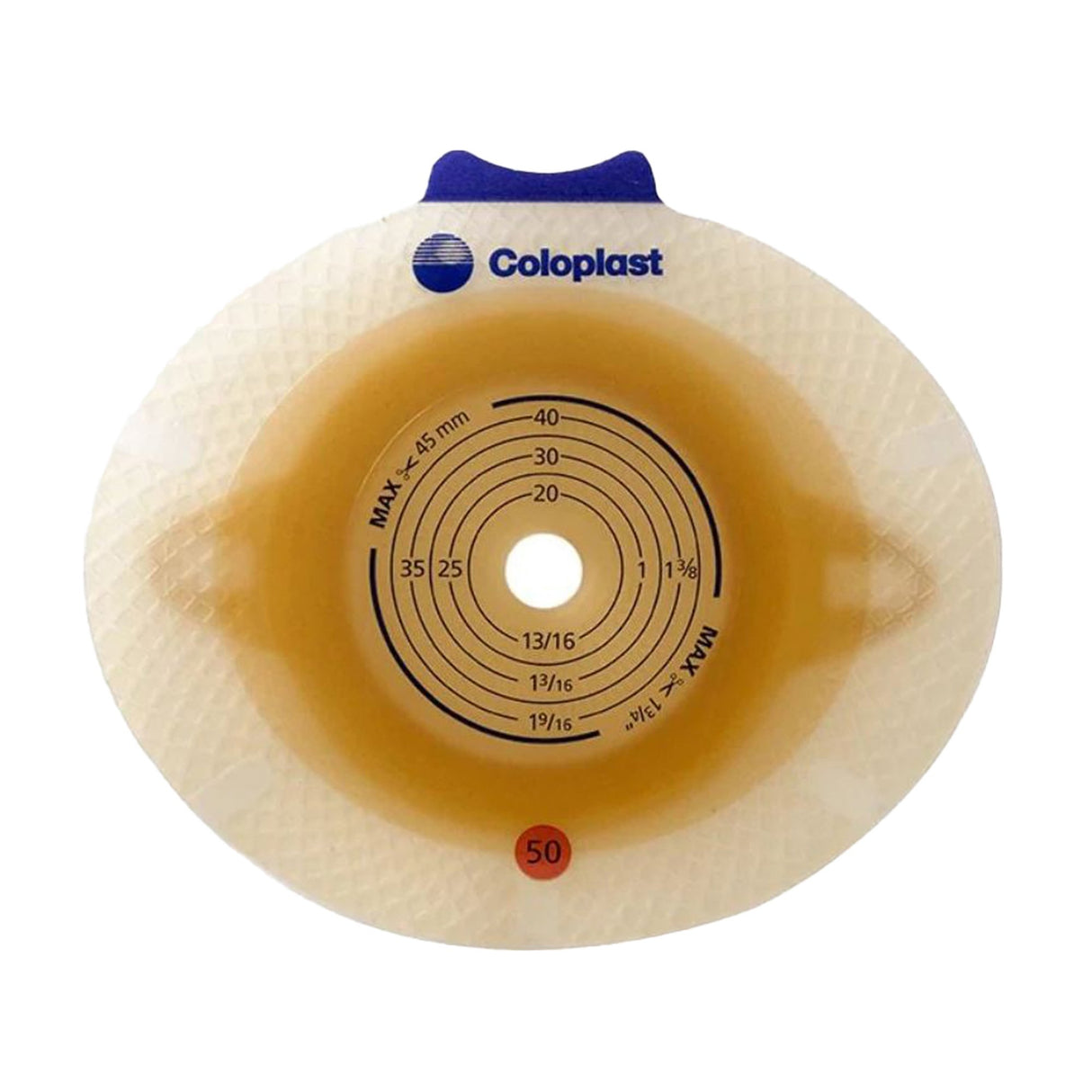 Ostomy Barrier SenSura Click Precut, Standard Wear Double Layer Adhesive 60 mm Flange Blue Code System 1-9/16 Inch Opening