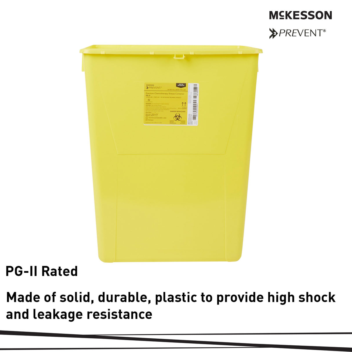 Chemotherapy Waste Container McKesson Prevent Yellow Base 20-4/5 H X 17-3/10 W X 13 L Inch Vertical Entry 12 Gallon
