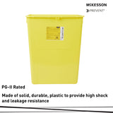 Chemotherapy Waste Container McKesson Prevent Yellow Base 20-4/5 H X 17-3/10 W X 13 L Inch Vertical Entry 12 Gallon