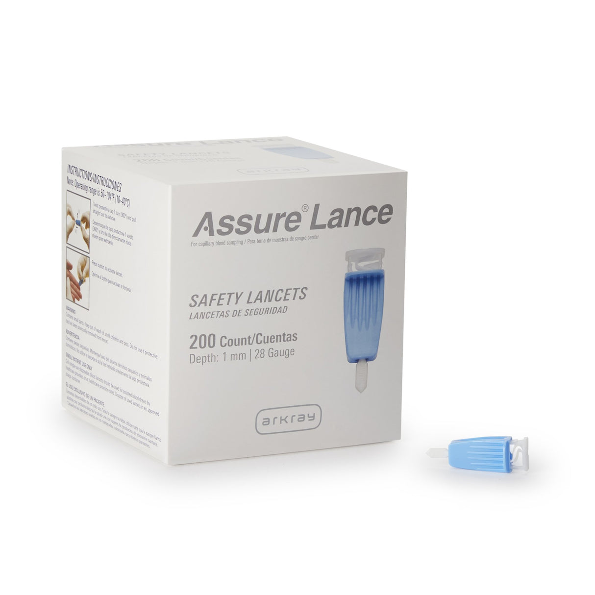 Safety Lancet Assure 28 Gauge Protective Safety Cap Push Button Activation Finger