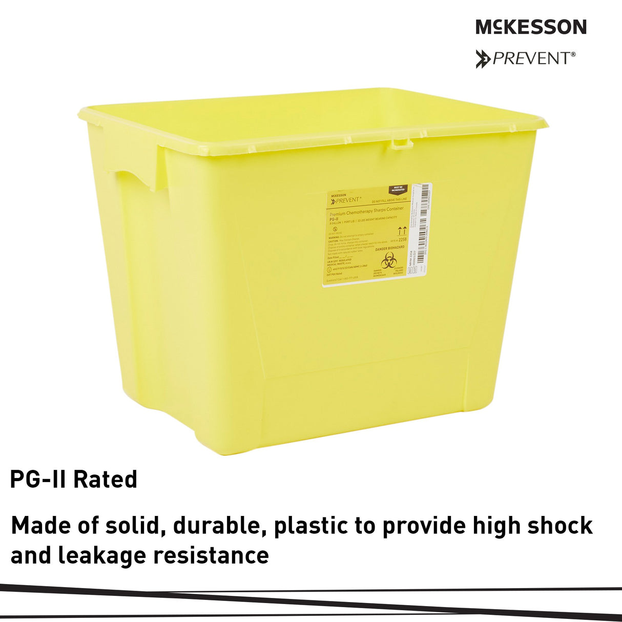 Chemotherapy Waste Container McKesson Prevent Yellow Base 13-1/2 H X 17-3/10 W X 13 L Inch Vertical Entry 8 Gallon