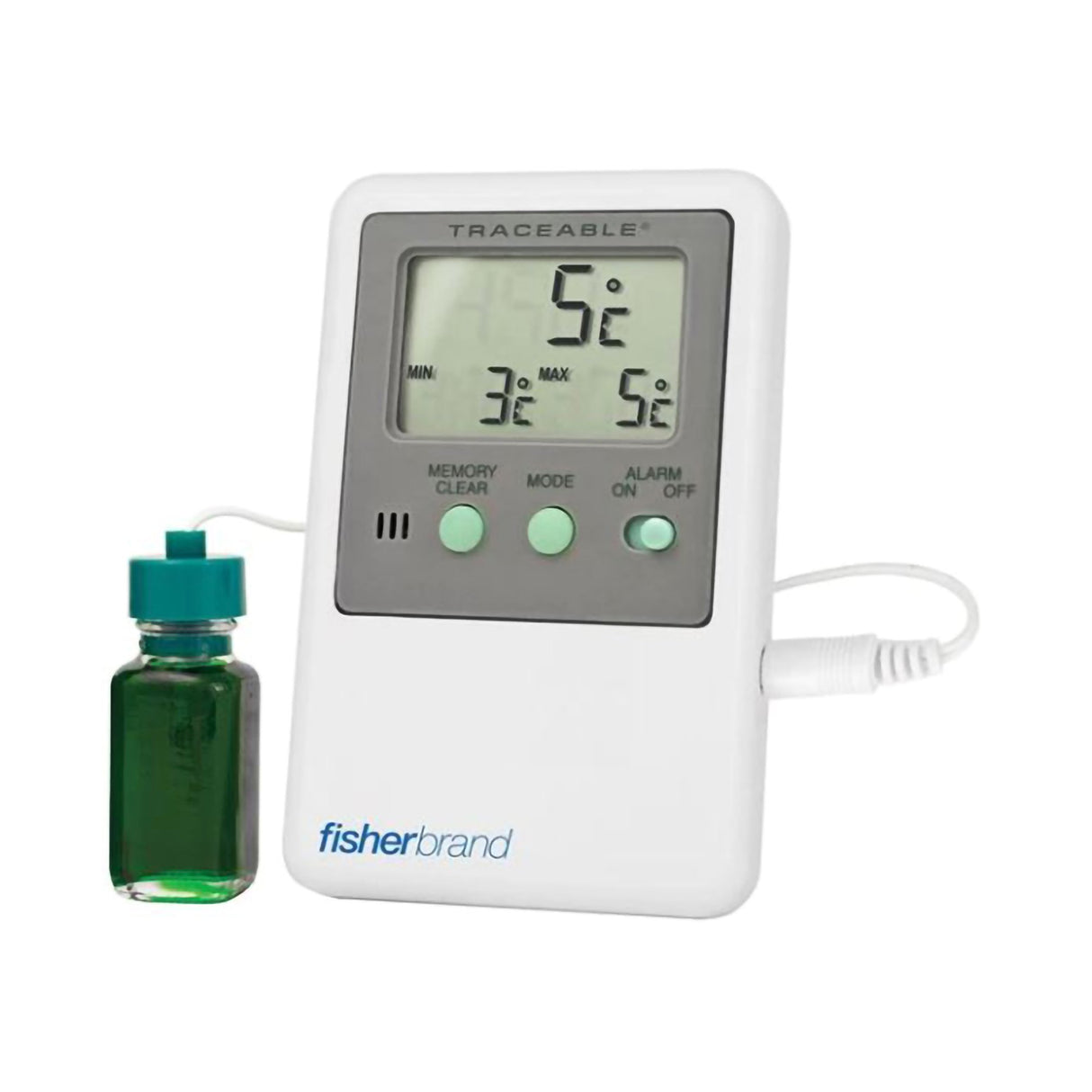 Digital Refrigerator / Freezer Thermometer with Alarm Fisherbrand Traceable Fahrenheit / Celsius -58 to +158F (-50 to +70C) Bottle Probe Door / Wall Mount Battery Operated