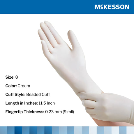 Surgical Glove McKesson Perry Performance Plus Size 8 Sterile Latex Standard Cuff Length Smooth Cream Not Chemo Approved