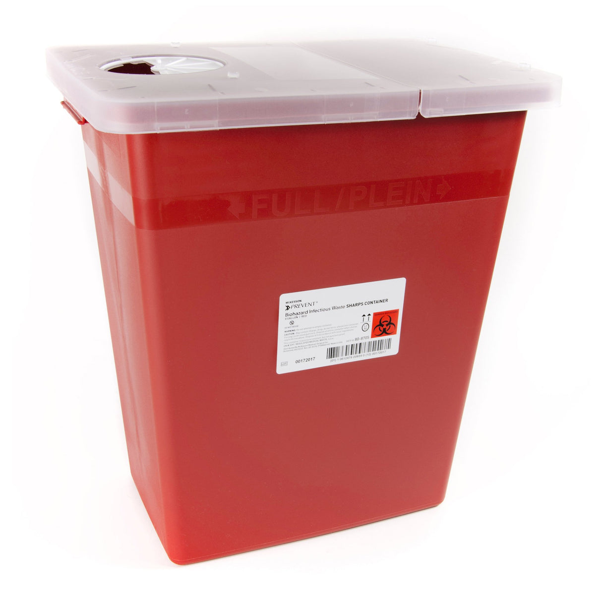 Sharps Container McKesson Prevent Red Base 13-3/4 W X 13-3/4 D X 14 H Inch Horizontal / Vertical Entry 8 Gallon