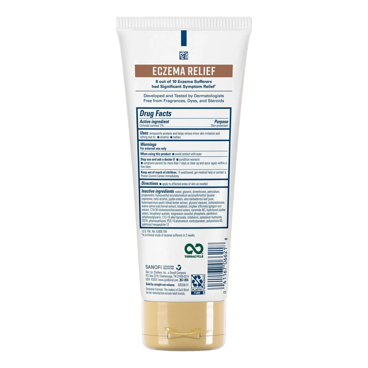 Skin Protectant Gold Bond Eczema Relief 8 oz. Tube Unscented Cream
