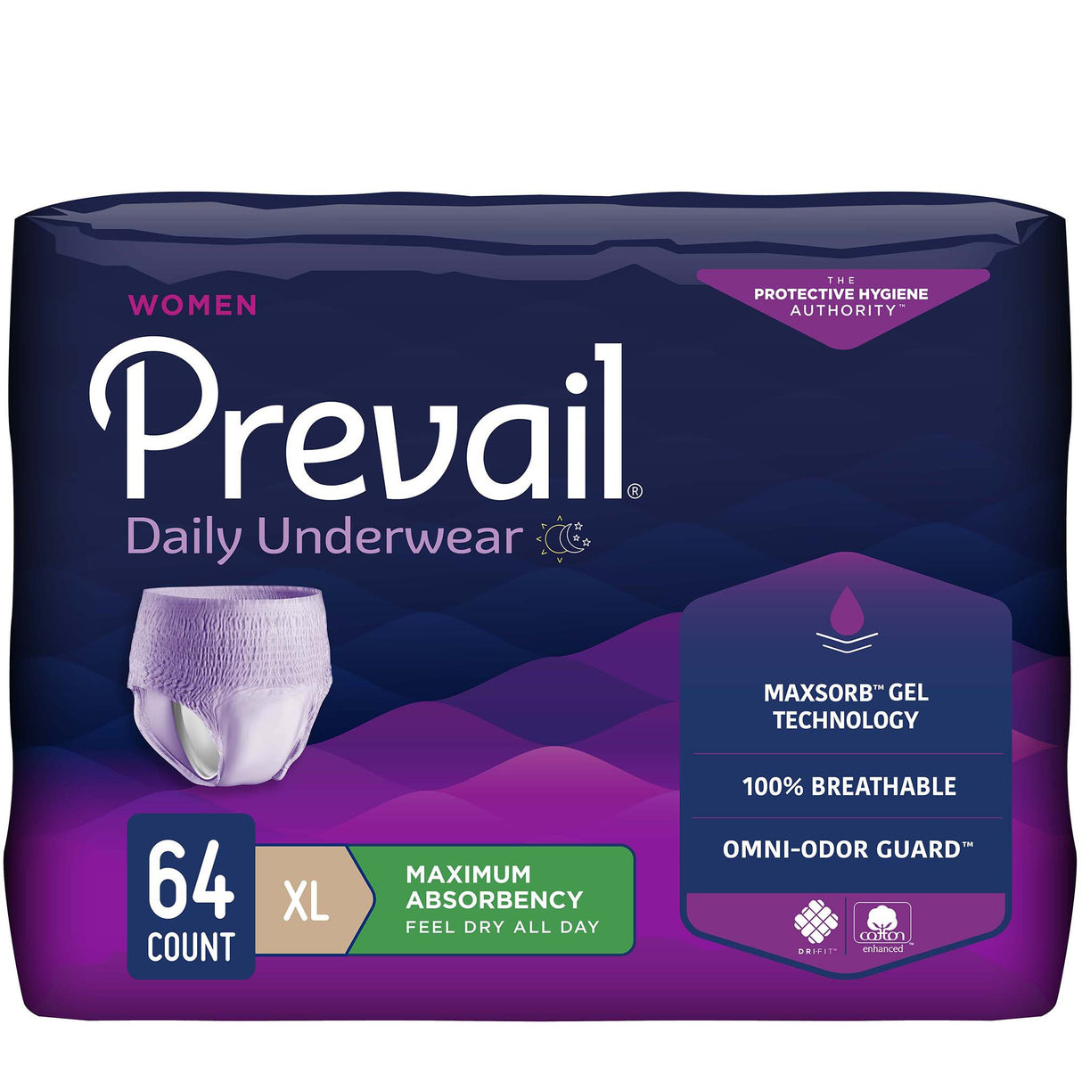 Female Adult Absorbent Underwear Prevail Daily Underwear Pull On with Tear Away Seams X-Large Disposable Heavy Absorbency