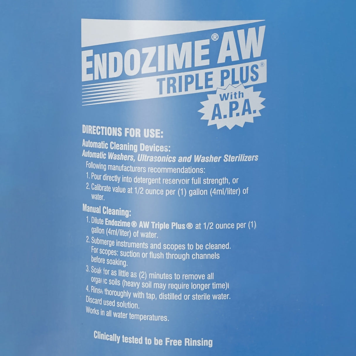 Multi-Enzymatic Instrument Detergent Endozime AW Triple Plus with APA Liquid 1 gal. Jug Tropical Scent