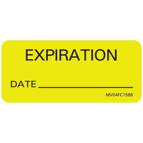 Pre-Printed Label MedVision Auxiliary Label Yellow Paper Expiration Black Quality Control Label 1X 2-1/4 Inch