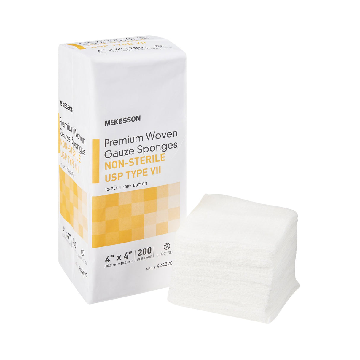 Gauze Sponge McKesson 4 X 4 Inch 12-Ply NonSterile 200 per Pack