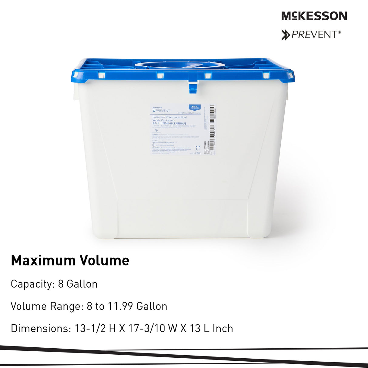Pharmaceutical Waste Container McKesson Prevent White Base 13-1/2 H X 17-3/10 W X 13 L Inch Vertical Entry 8 Gallon