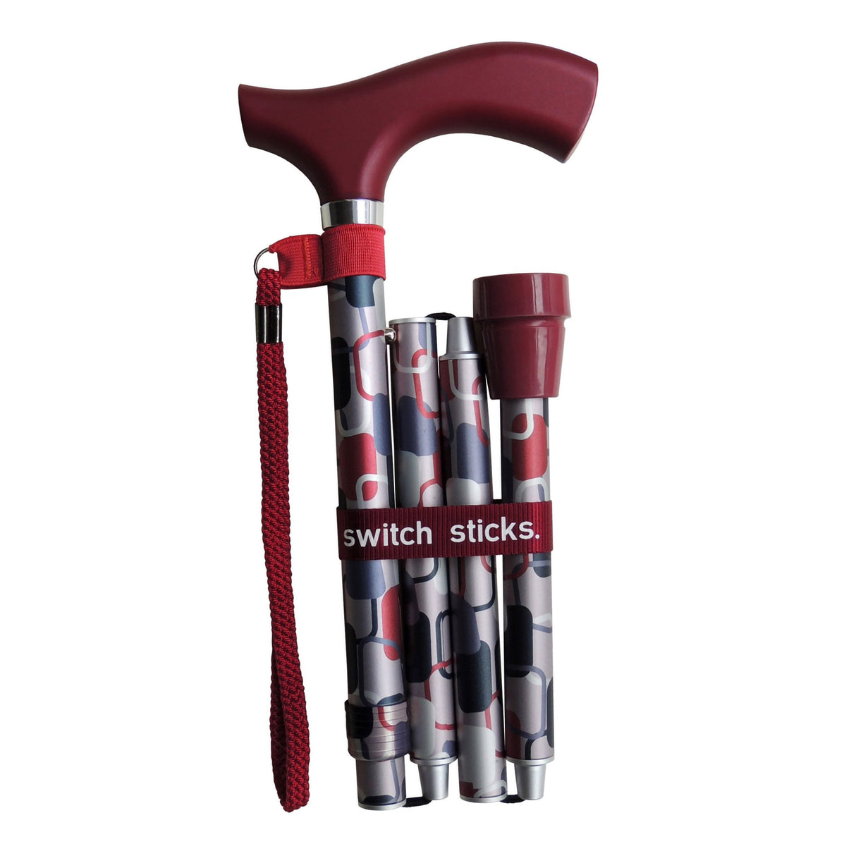 Folding Cane Switch Sticks Aluminum 32 to 37 Inch Height Berlin Print