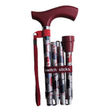 Folding Cane Switch Sticks Aluminum 32 to 37 Inch Height Berlin Print
