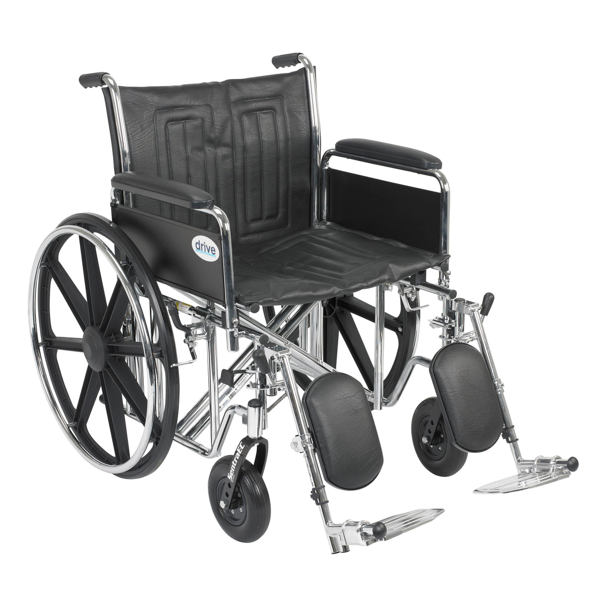 Silla de ruedas resistente Sentra EC, brazos completos desmontables, reposapiernas elevables, asiento de 22"