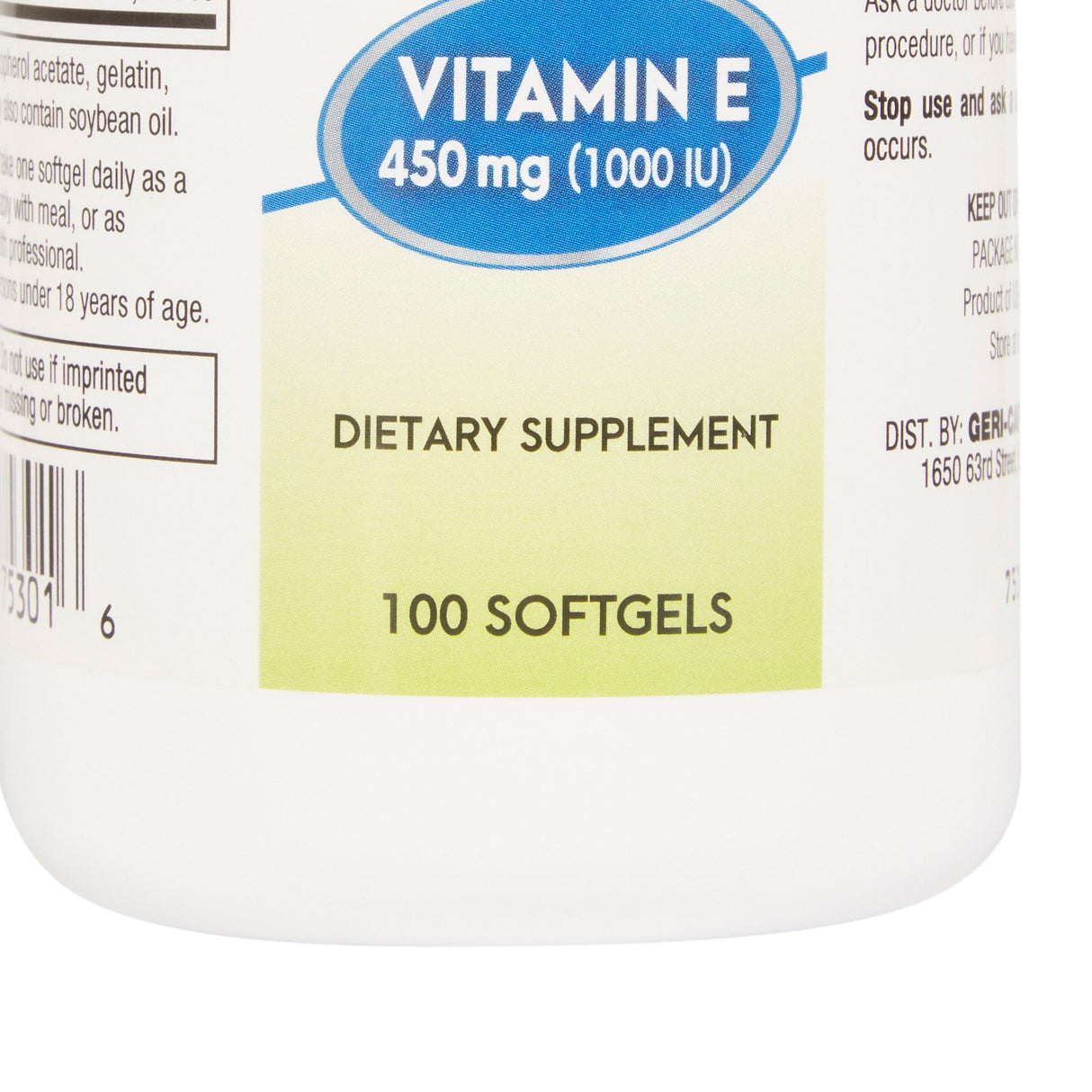 Vitamin Supplement McKesson Brand Vitamin E 1,000 IU Strength Softgel 100 per Bottle