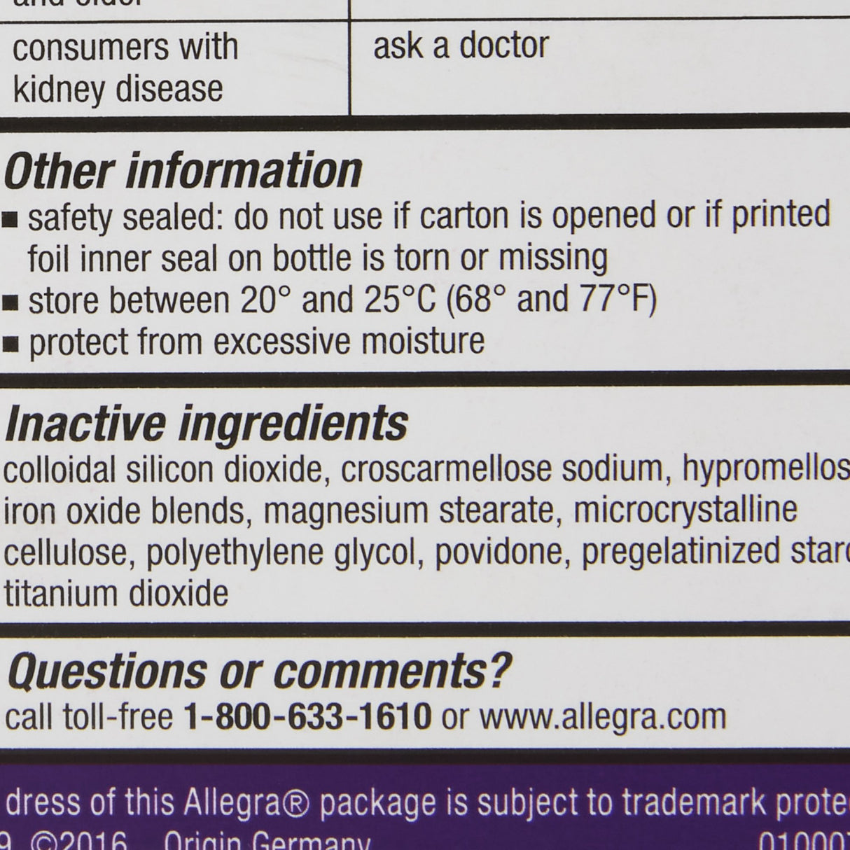 Allergy Relief Allegra 180 mg Strength Tablet 45 per Box