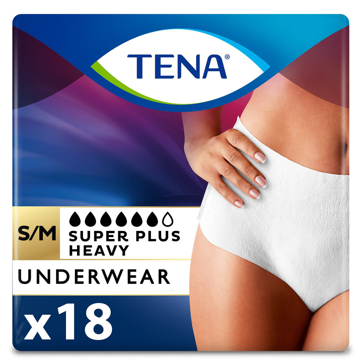 Female Adult Absorbent Underwear TENA Women Super Plus Pull On with Tear Away Seams Small / Medium Disposable Heavy Absorbency