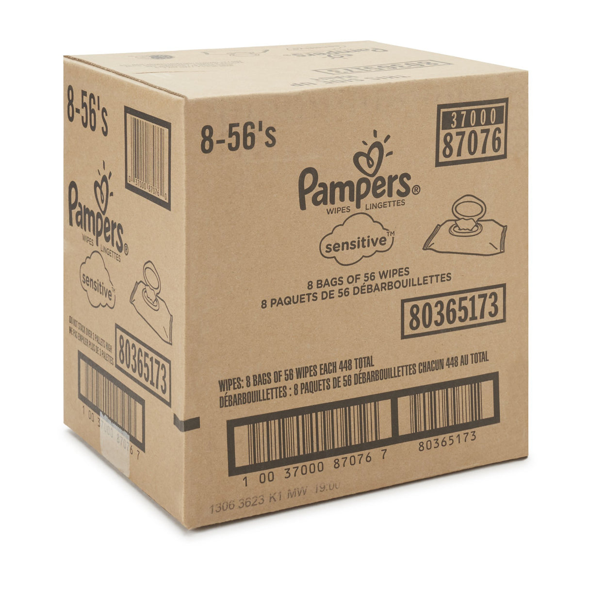 Baby Wipe Pampers Sensitive Soft Pack Unscented 56 Count
