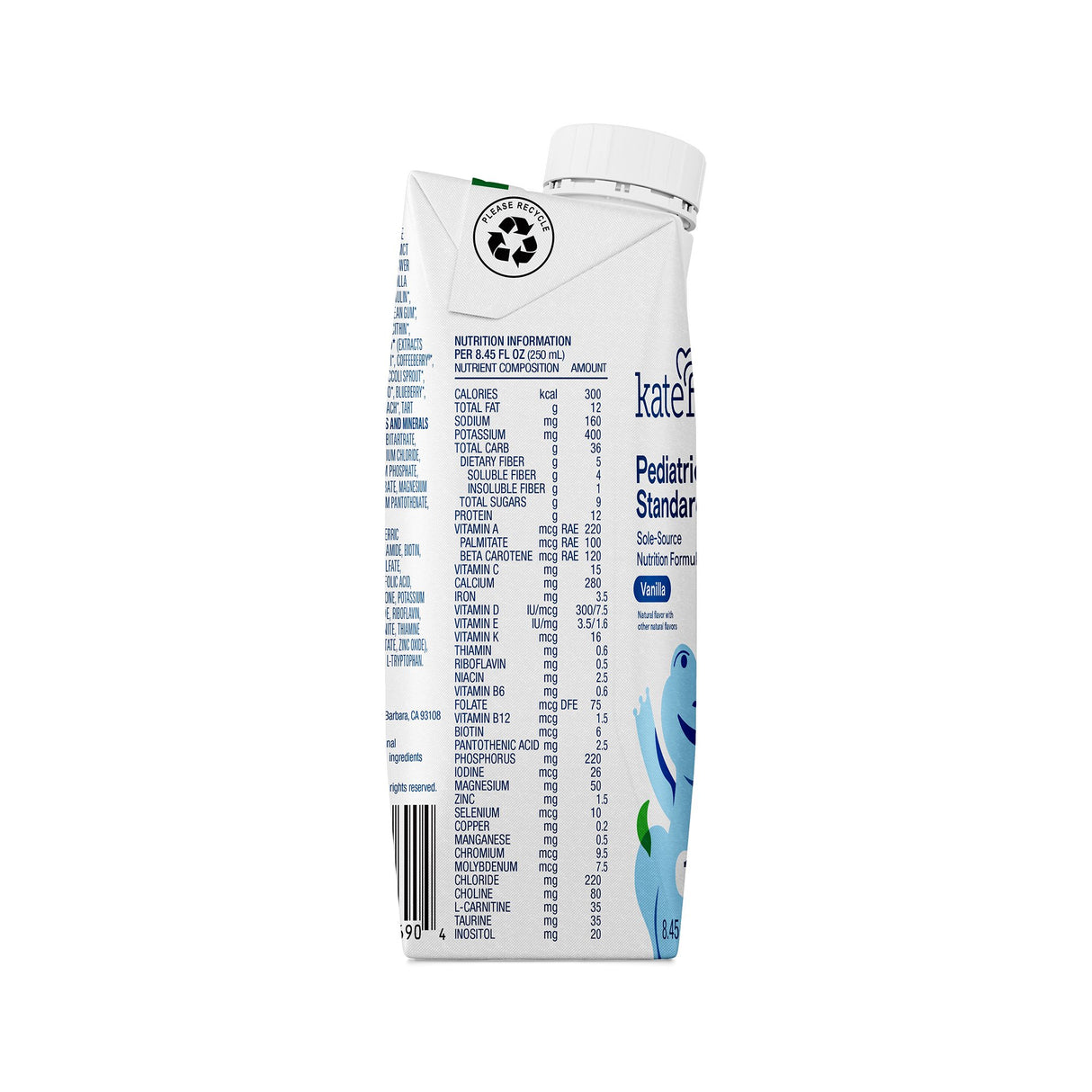 Pediatric Oral Supplement Kate Farms Pediatric Standard 1.2 Vanilla Flavor 8.45 oz. Carton Liquid Organic Pea Protein