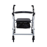 4 Wheel Rollator McKesson Silver Adjustable Height / Folding Aluminum Frame