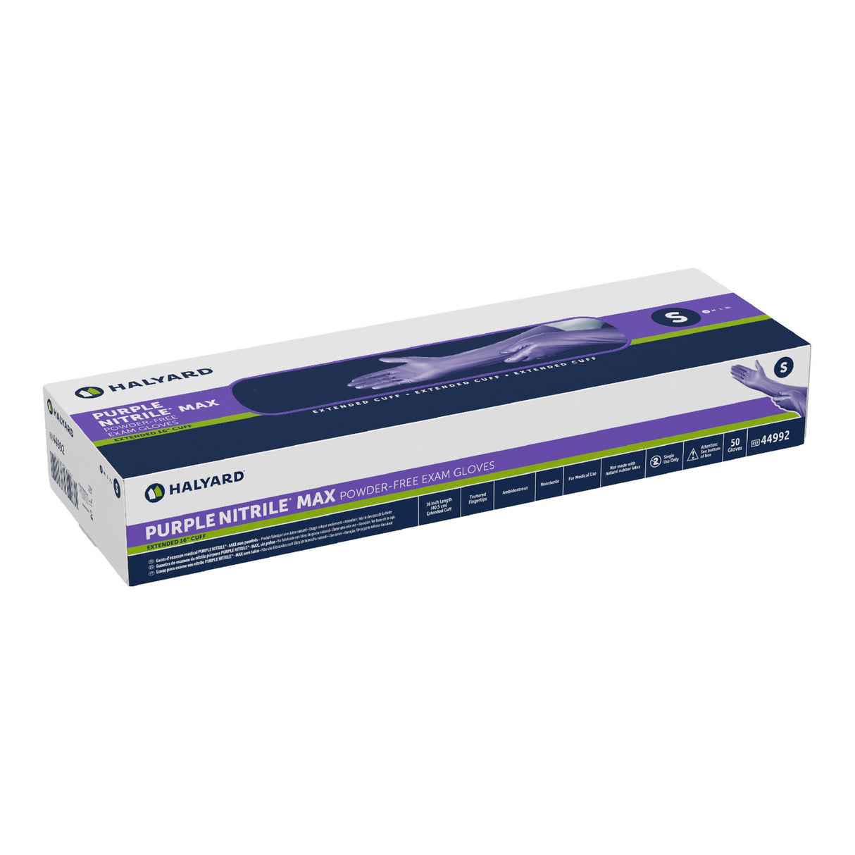Exam Glove Purple Nitrile Max Small NonSterile Nitrile Extended Cuff Length Fully Textured Purple Not Rated