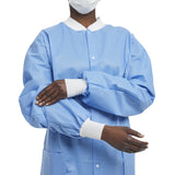 Lab Jacket Blue Large Hip Length 3-Layer SMS Disposable