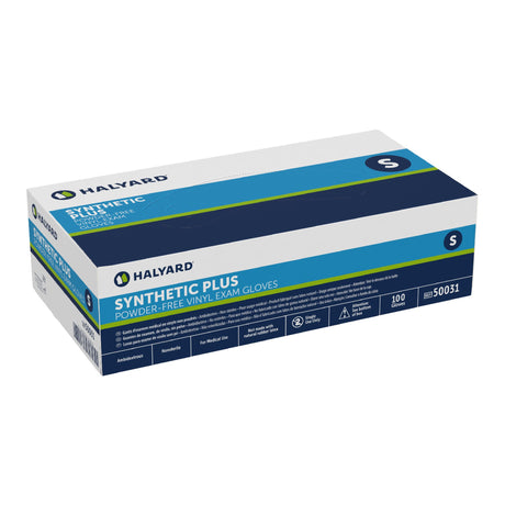 Exam Glove Halyard Small NonSterile Vinyl Standard Cuff Length Smooth White Not Rated
