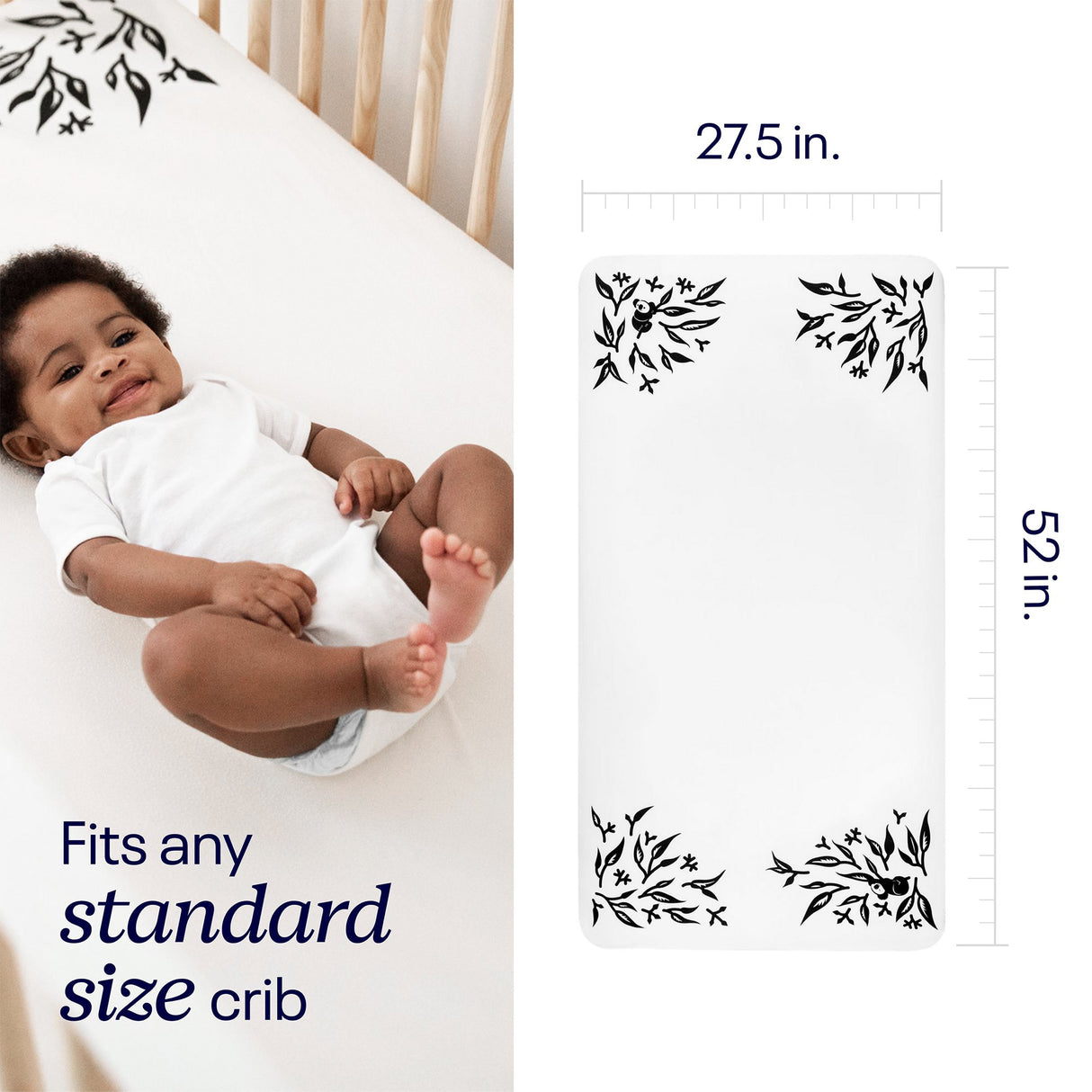 Crib Sheet Nanit Smart Fitted Sheet 27.5 X 52 Inch Grey / Geometric Cotton 100% Reusable