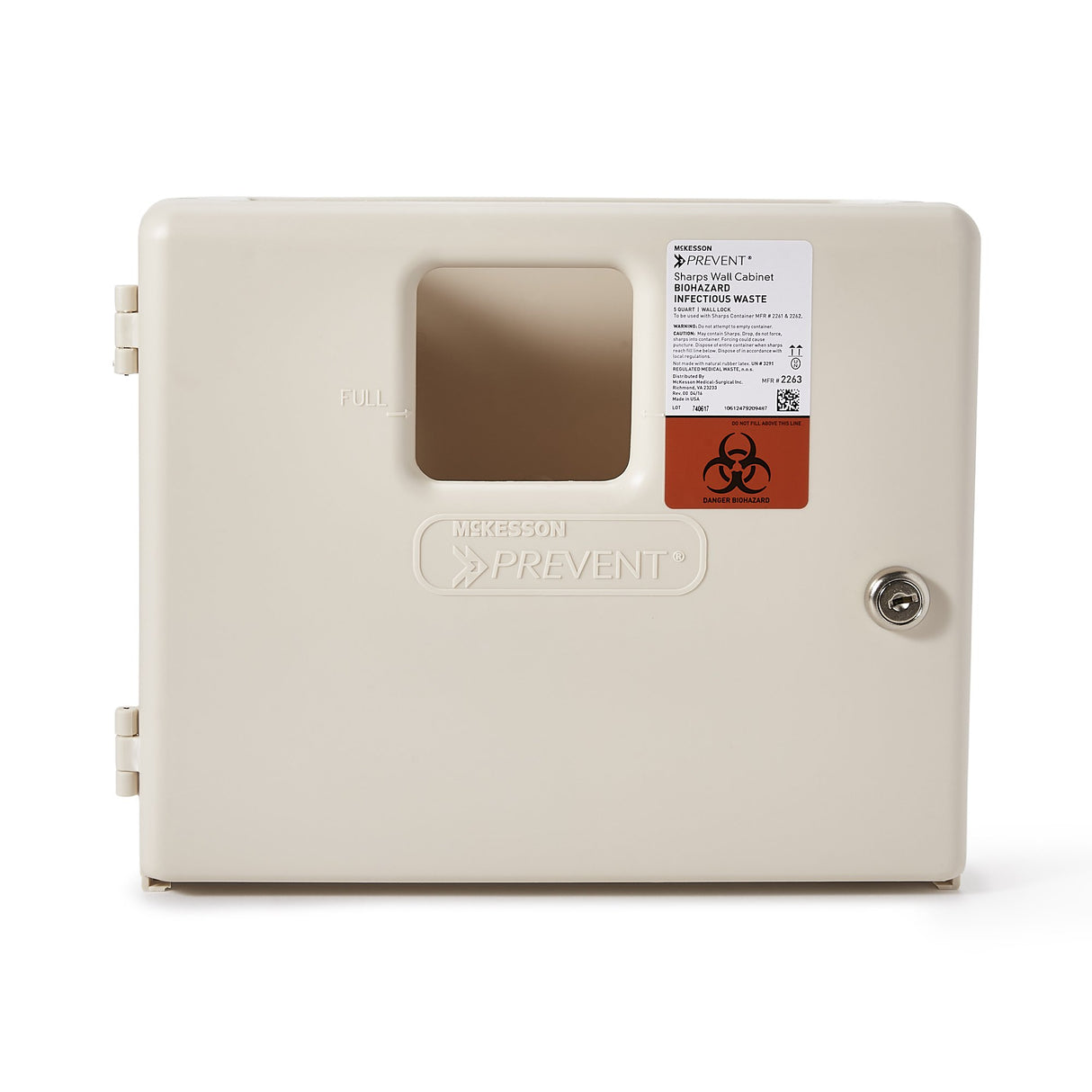 Sharps Container Cabinet / Wall Enclosure McKesson Prevent High Impact Polystyrene Wall Mount Locking